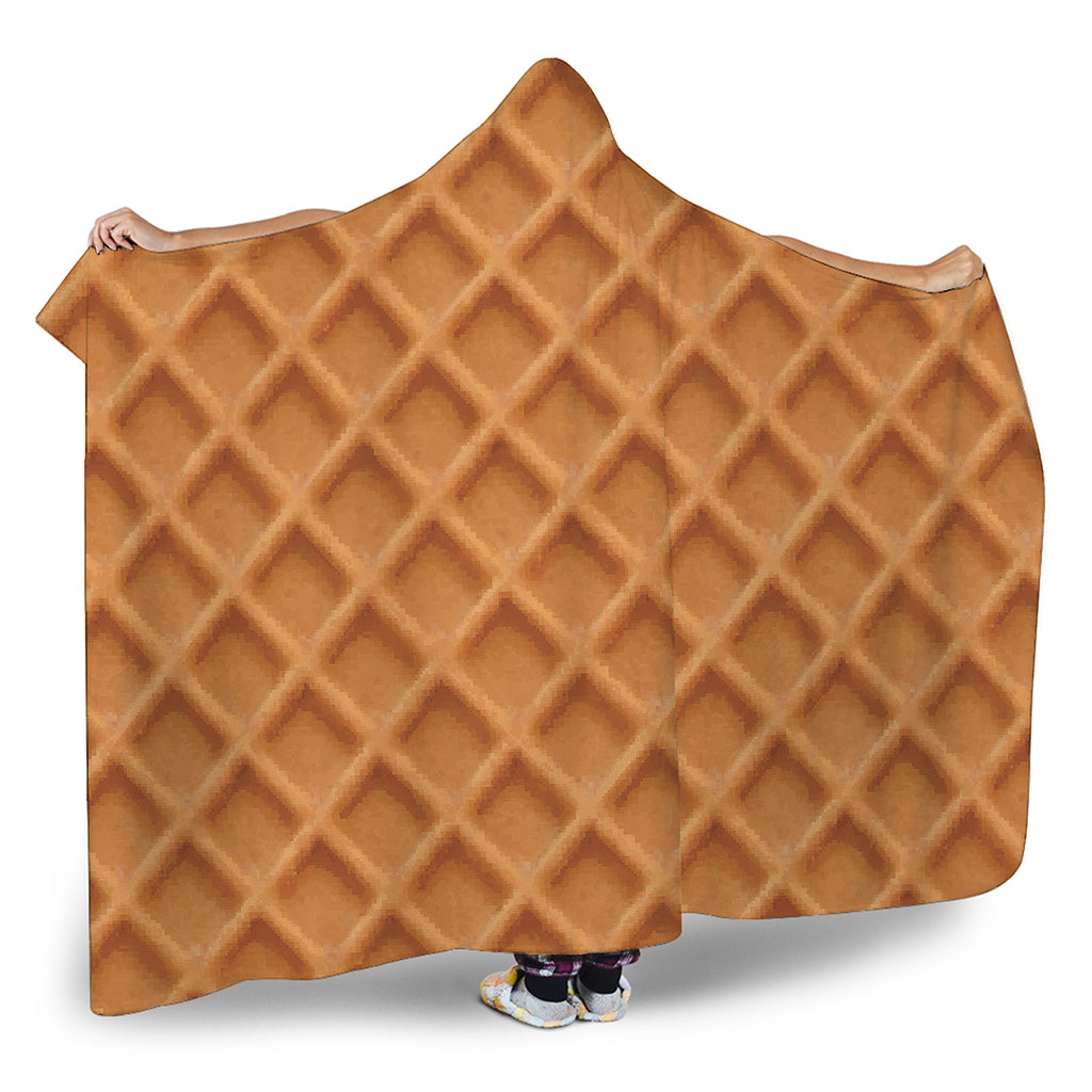 Waffle Pattern Print Hooded Blanket