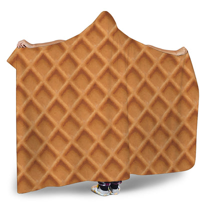 Waffle Pattern Print Hooded Blanket
