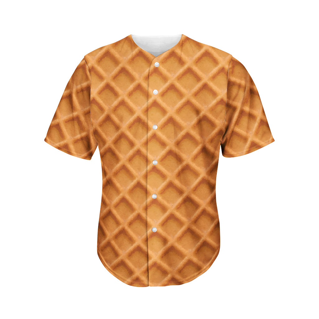Waffle Pattern Print Men's Baseball Jersey