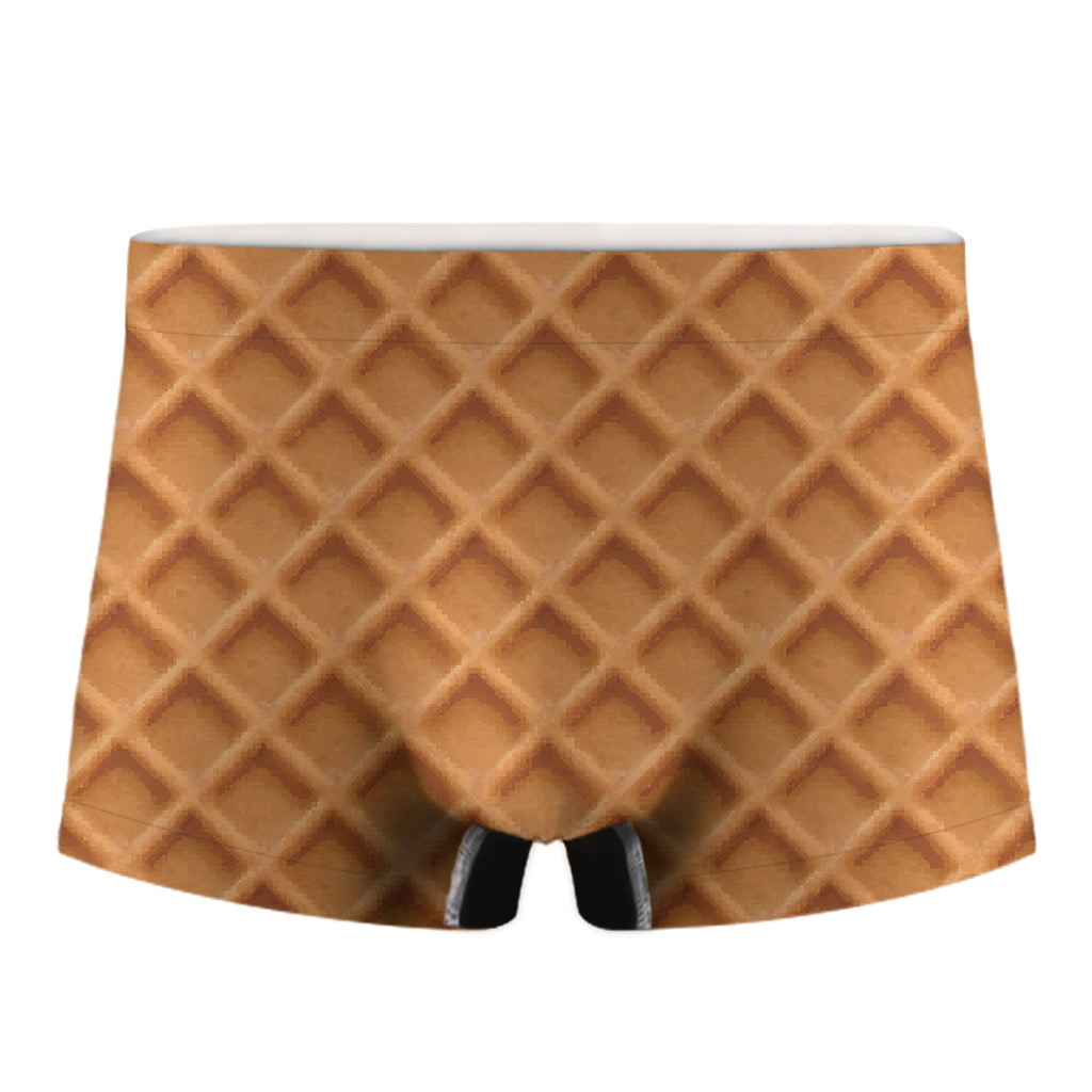 Waffle Pattern Print Men's Boxer Briefs