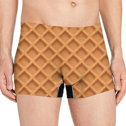 Waffle Pattern Print Men's Boxer Briefs
