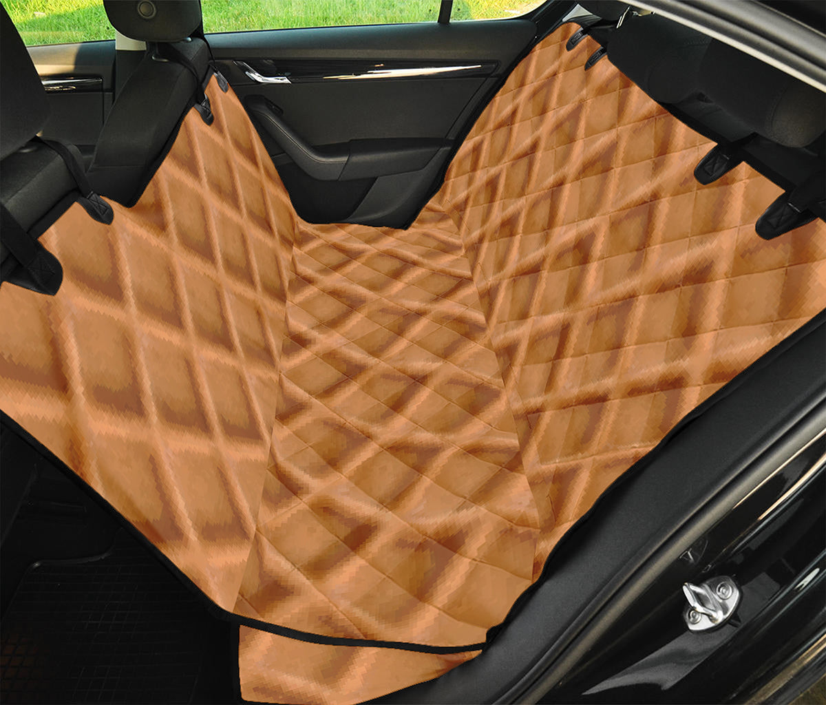 Waffle Pattern Print Pet Car Back Seat Cover