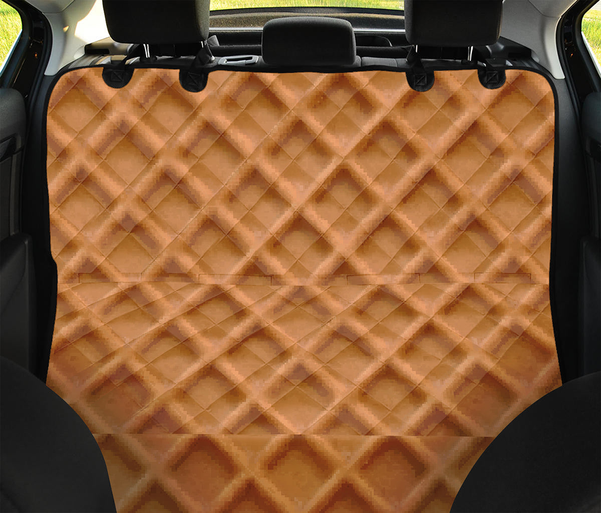 Waffle Pattern Print Pet Car Back Seat Cover