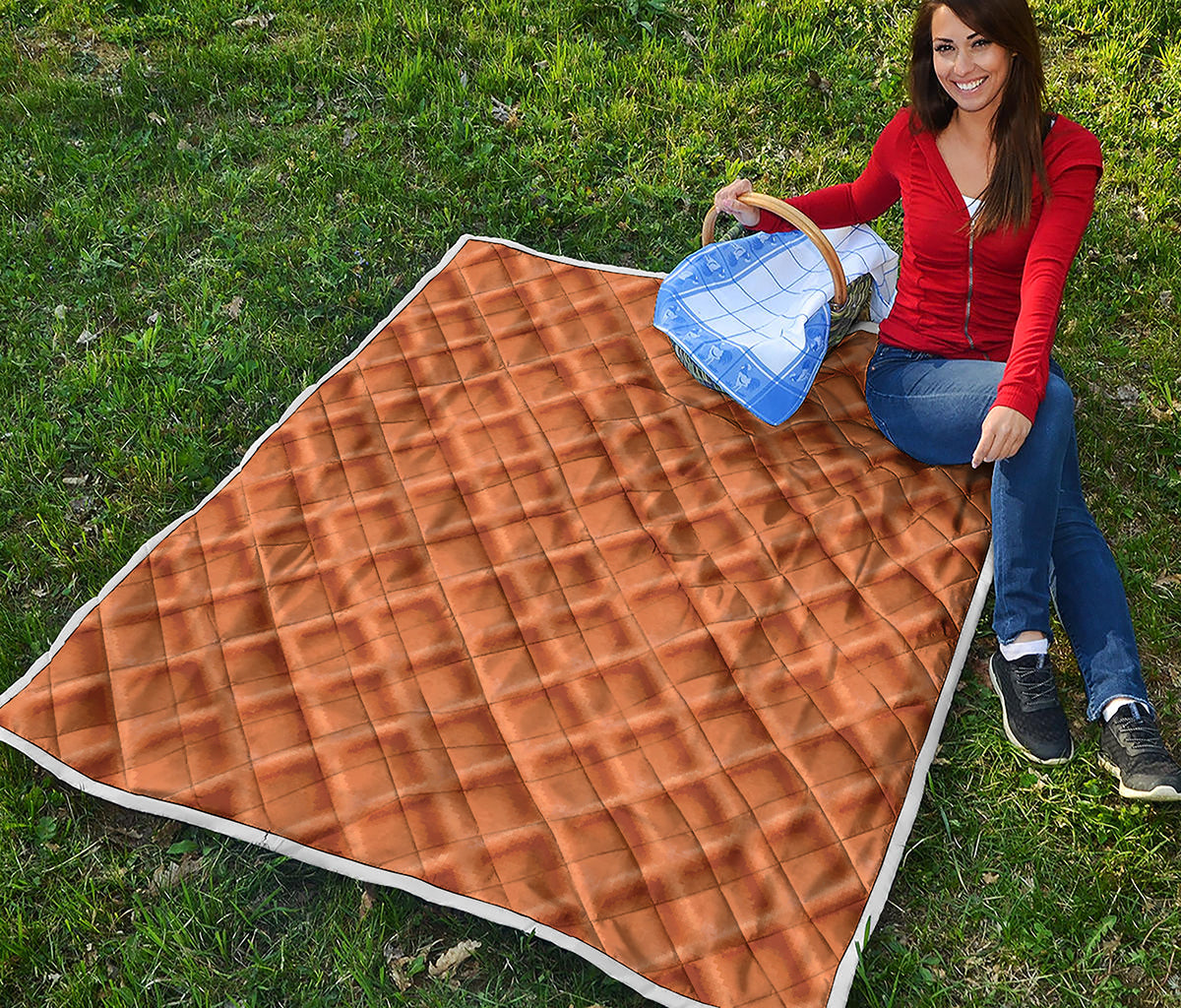 Waffle Pattern Print Quilt