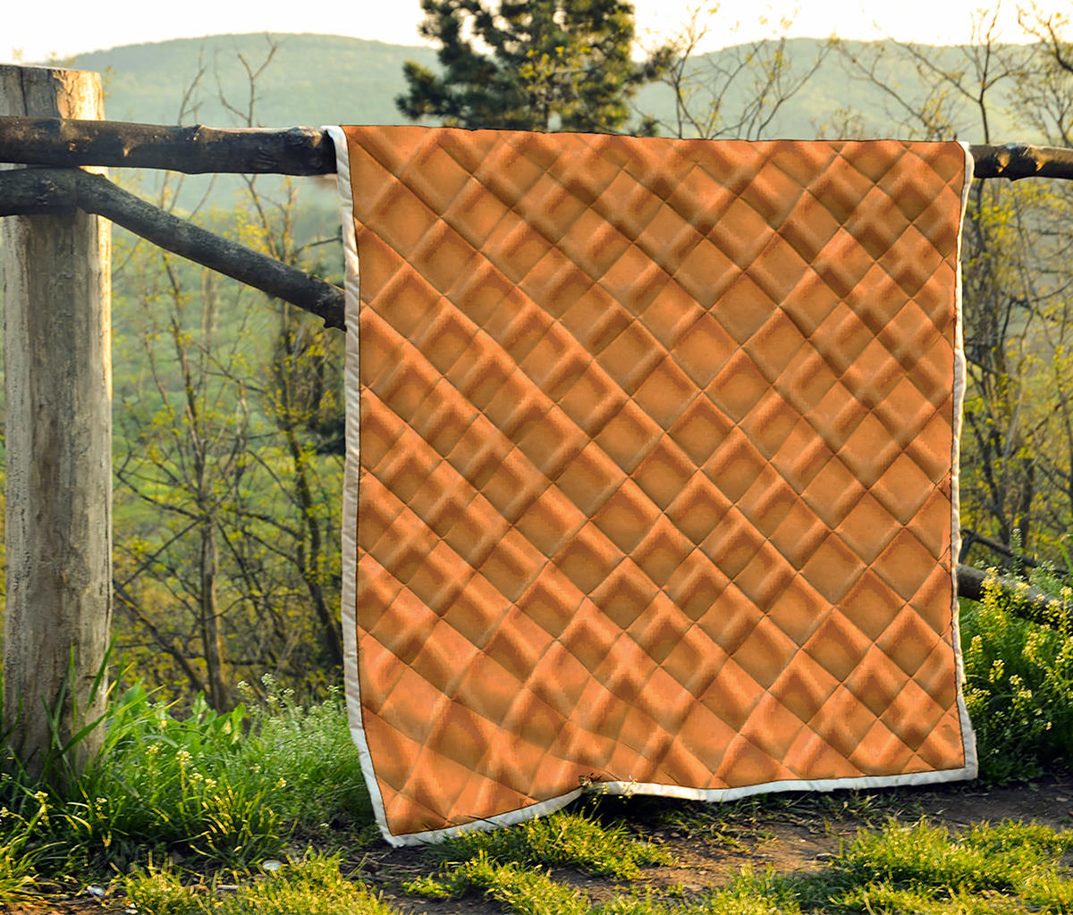 Waffle Pattern Print Quilt