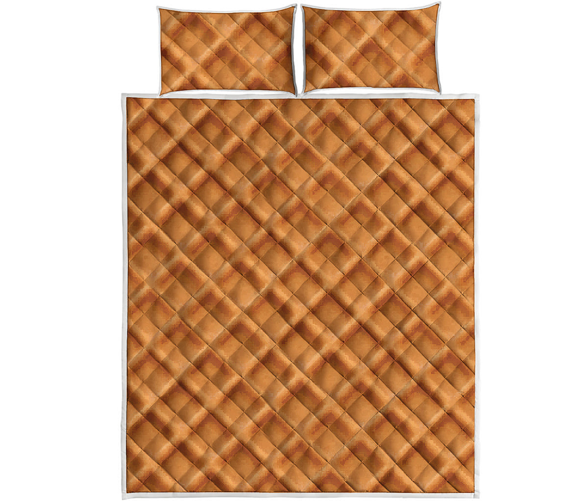 Waffle Pattern Print Quilt Bed Set