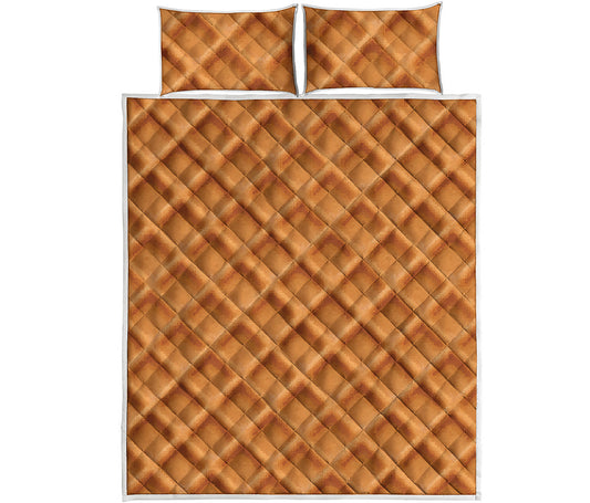 Waffle Pattern Print Quilt Bed Set