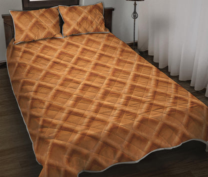 Waffle Pattern Print Quilt Bed Set