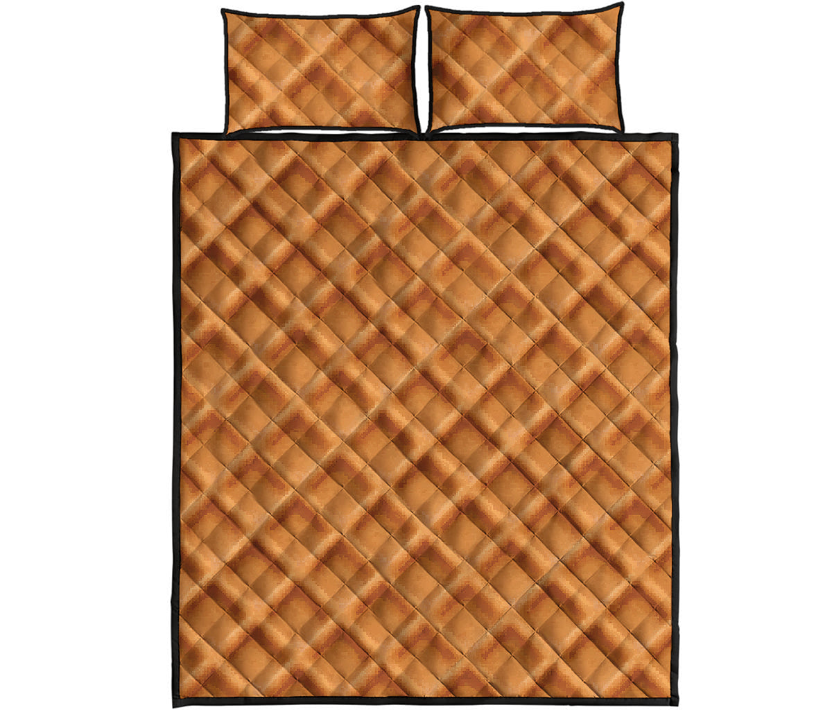 Waffle Pattern Print Quilt Bed Set