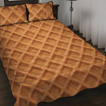 Waffle Pattern Print Quilt Bed Set