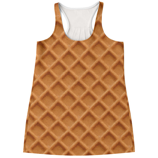 Waffle Pattern Print Women's Racerback Tank Top