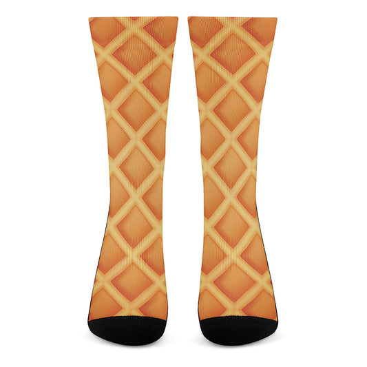 Waffle Print Crew Socks