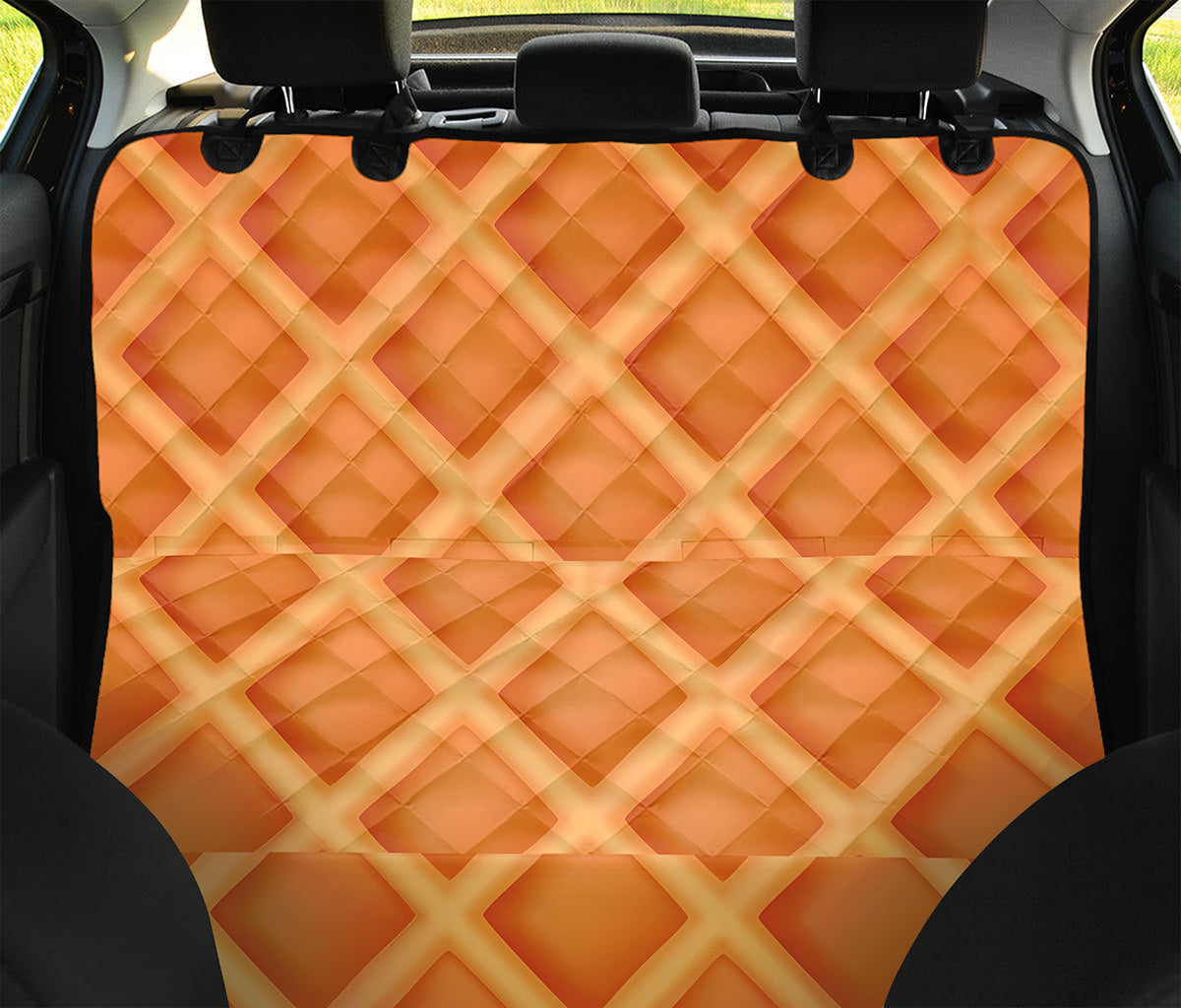 Waffle Print Pet Car Back Seat Cover