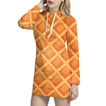 Waffle Texture Print Hoodie Dress