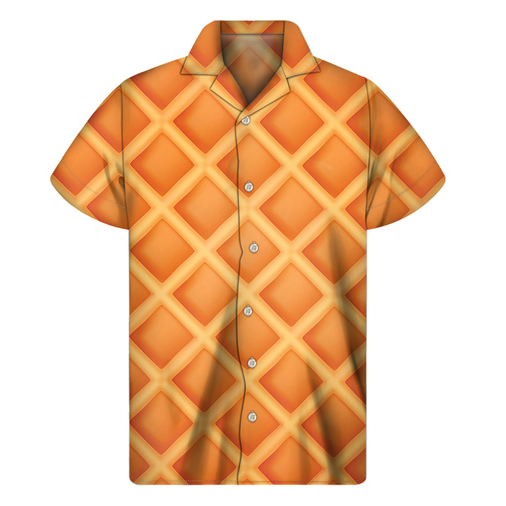 Waffle Texture Print Men's Short Sleeve Shirt