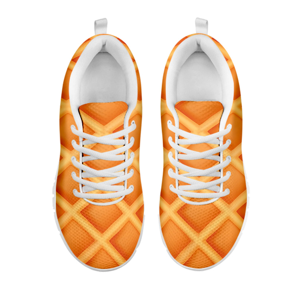 Waffle Texture Print White Sneakers