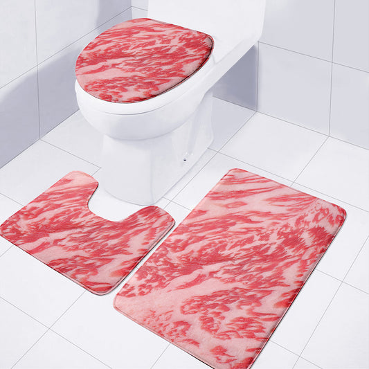 Wagyu Beef Meat Print 3 Piece Bath Mat Set