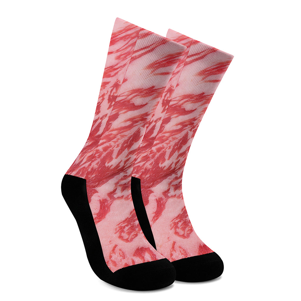 Wagyu Beef Meat Print Crew Socks