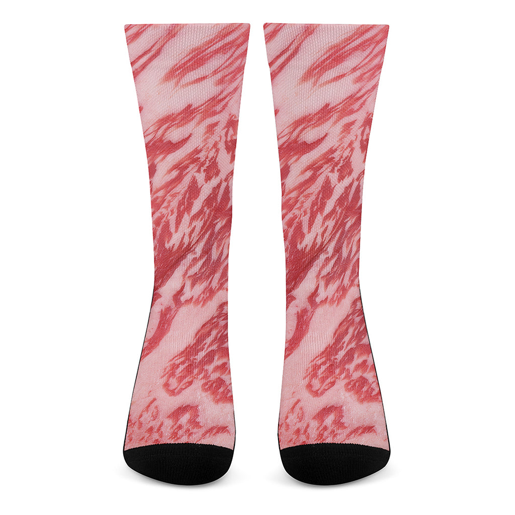 Wagyu Beef Meat Print Crew Socks