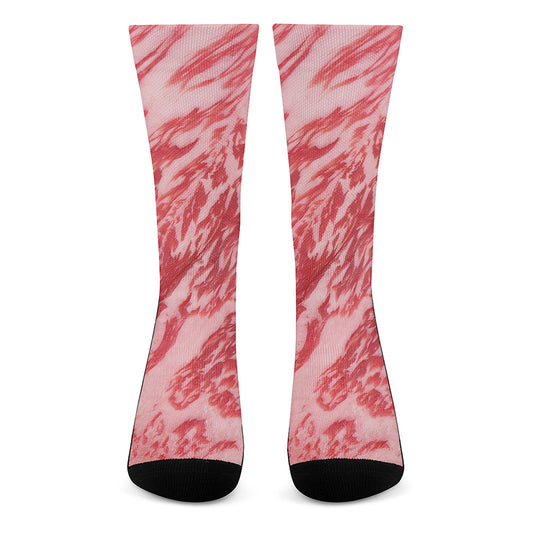 Wagyu Beef Meat Print Crew Socks