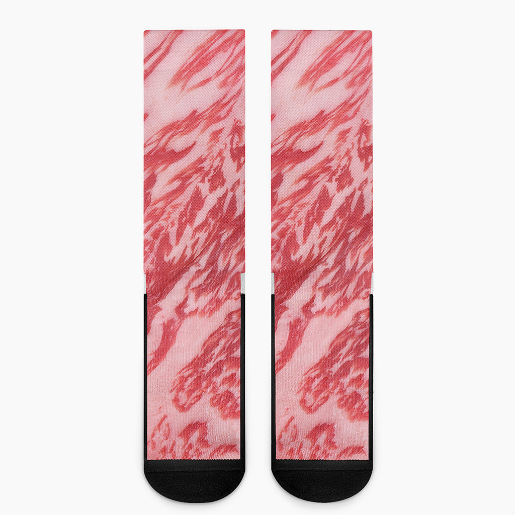 Wagyu Beef Meat Print Crew Socks