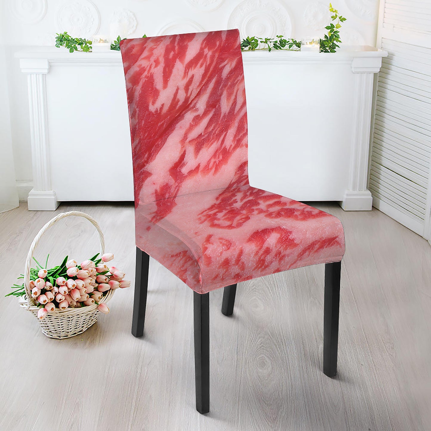 Wagyu Beef Meat Print Dining Chair Slipcover