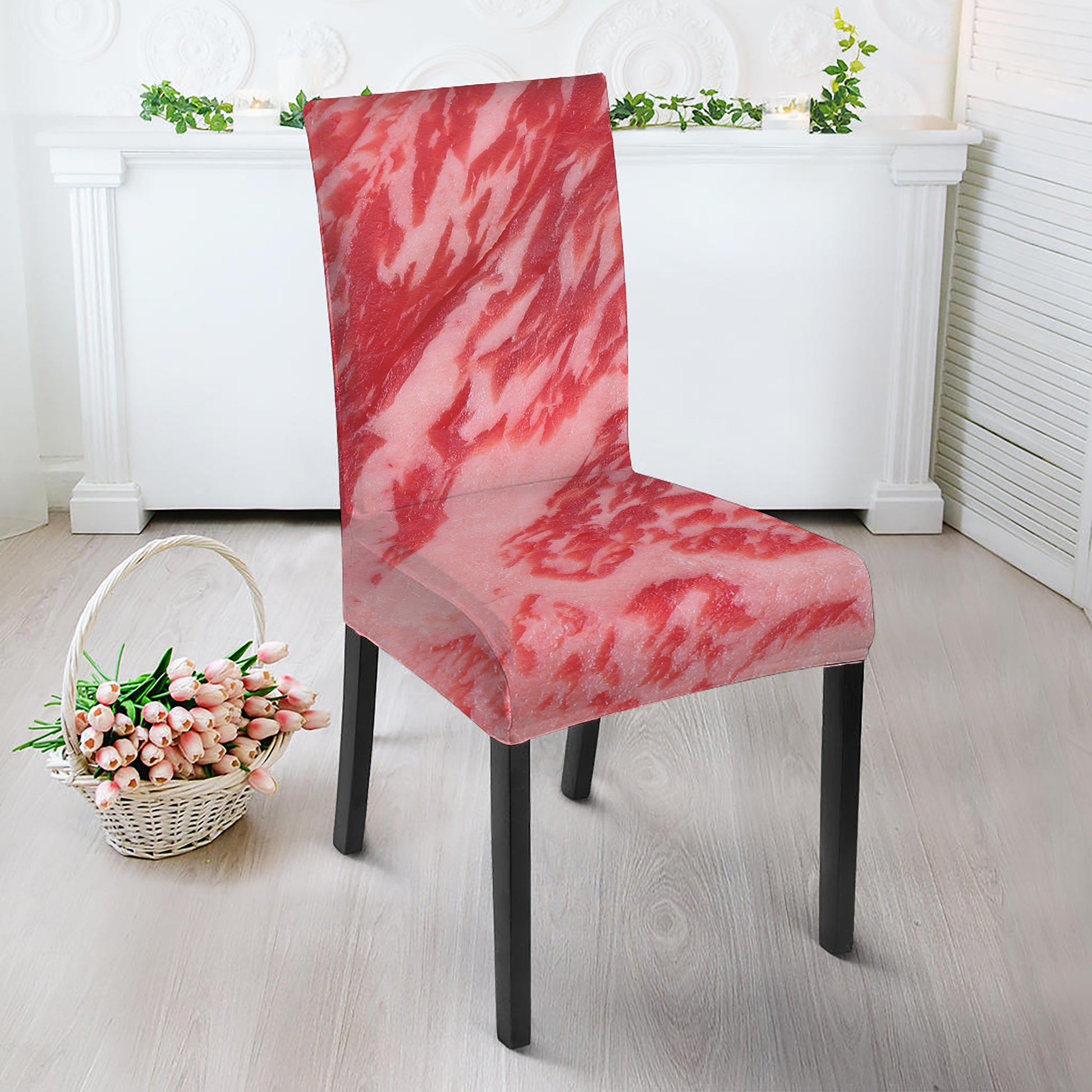 Wagyu Beef Meat Print Dining Chair Slipcover