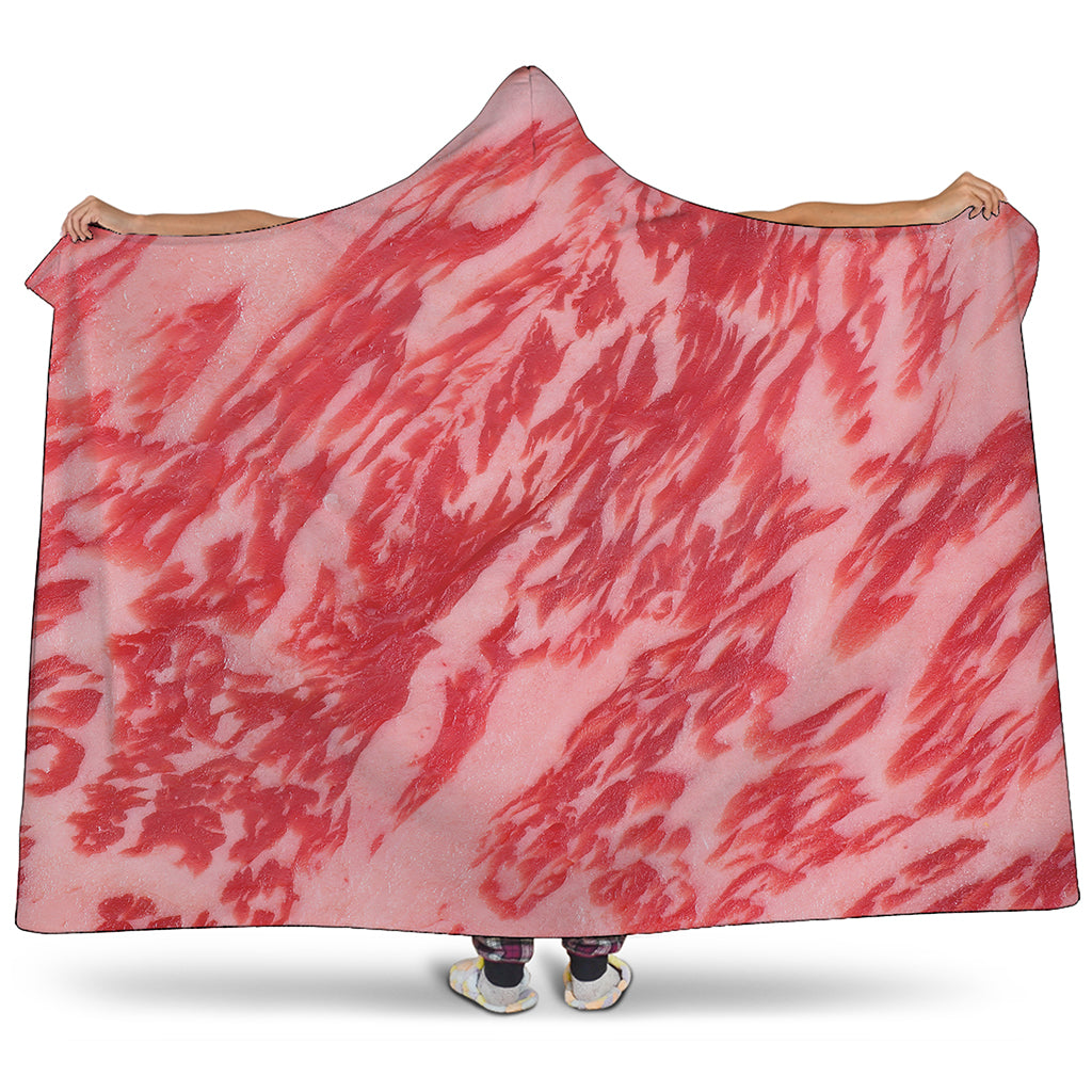 Wagyu Beef Meat Print Hooded Blanket