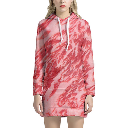 Wagyu Beef Meat Print Hoodie Dress