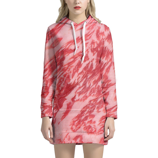 Wagyu Beef Meat Print Hoodie Dress