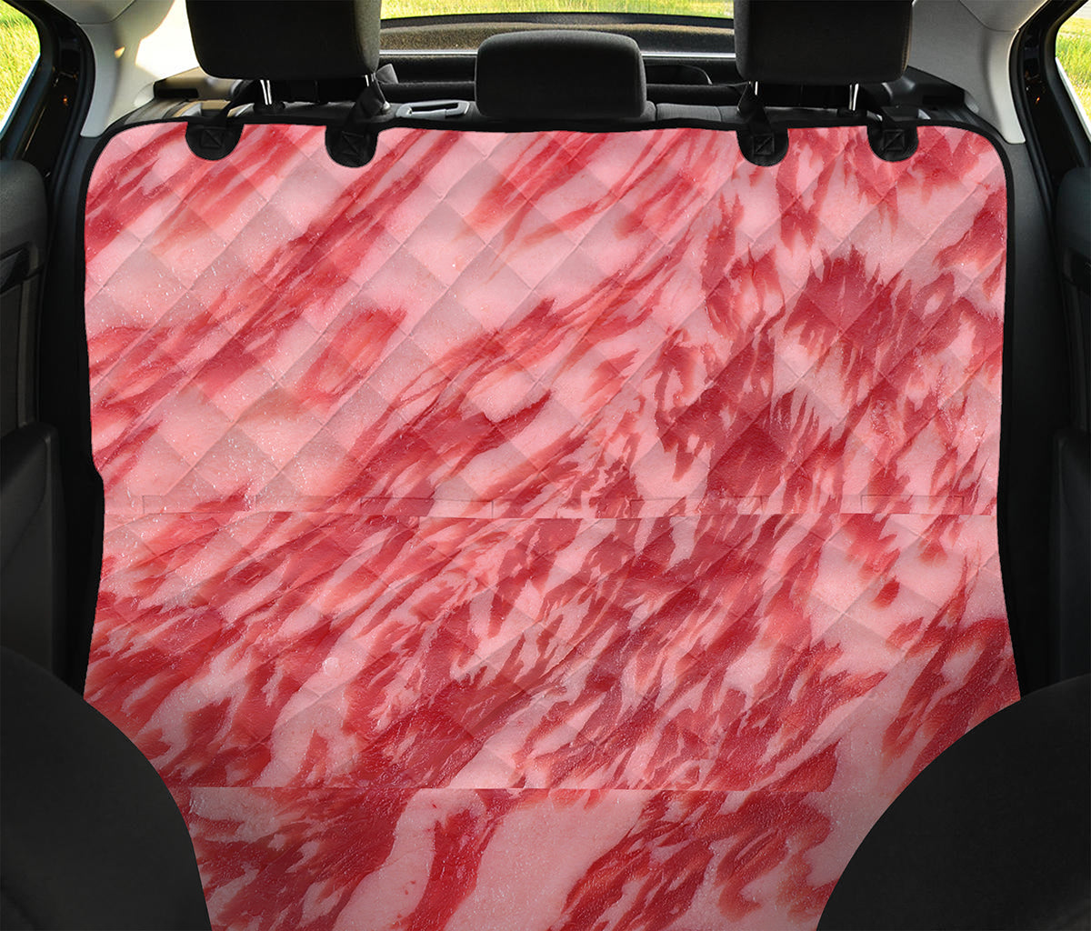 Wagyu Beef Meat Print Pet Car Back Seat Cover