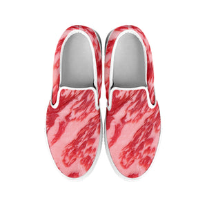 Wagyu Beef Meat Print White Slip On Shoes