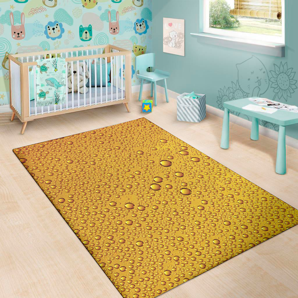 Water Drops On Beer Print Area Rug