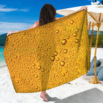 Water Drops On Beer Print Beach Sarong Wrap