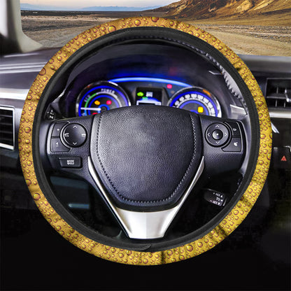 Water Drops On Beer Print Car Steering Wheel Cover