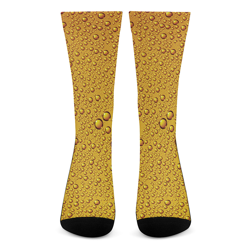 Water Drops On Beer Print Crew Socks