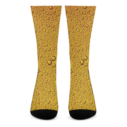 Water Drops On Beer Print Crew Socks