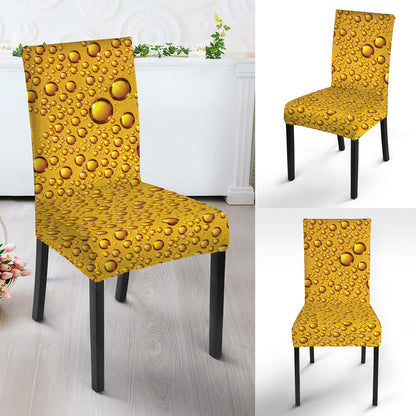 Water Drops On Beer Print Dining Chair Slipcover