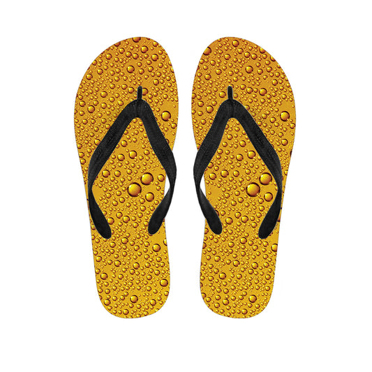 Water Drops On Beer Print Flip Flops