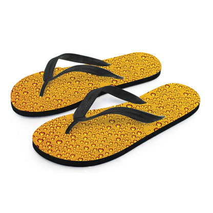 Water Drops On Beer Print Flip Flops