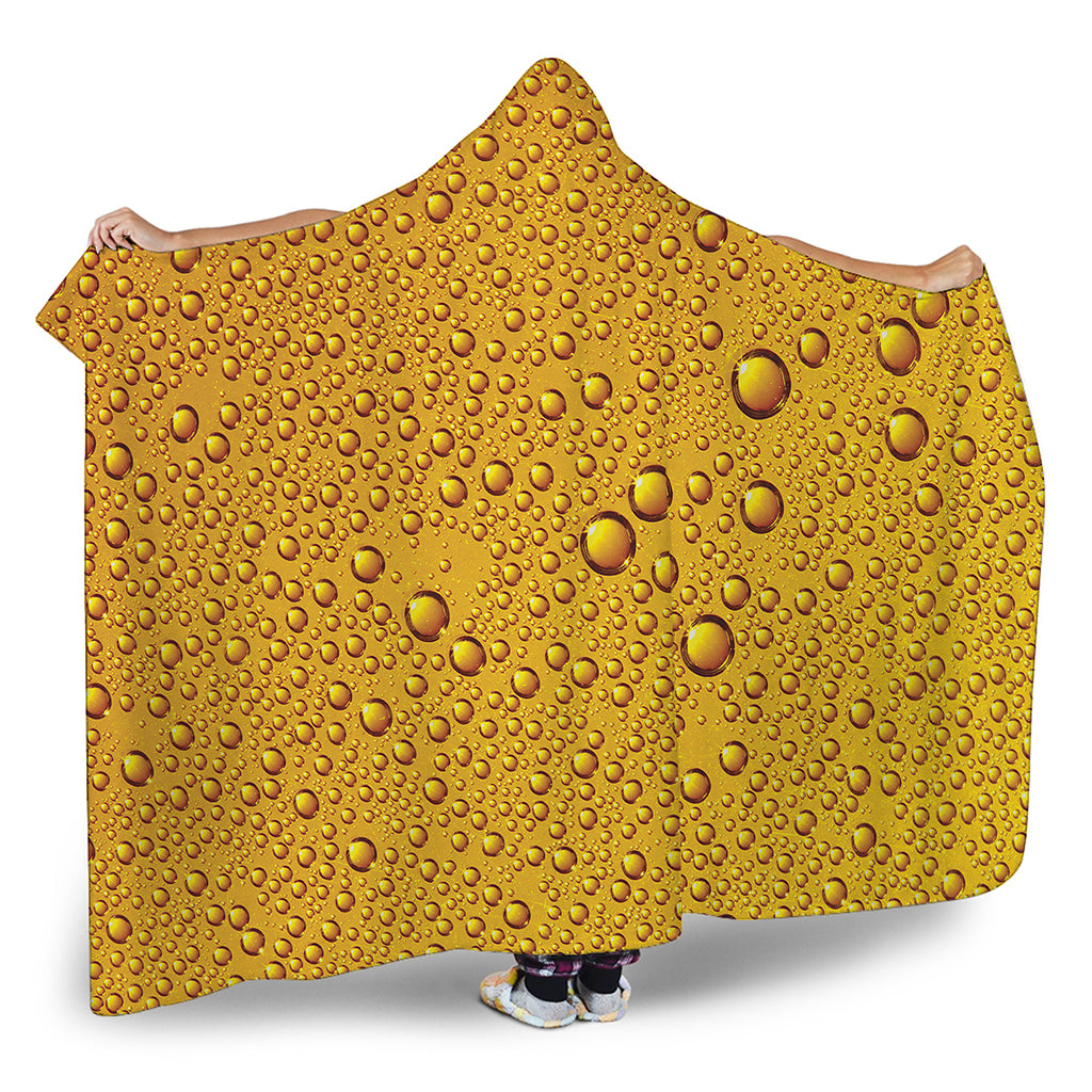 Water Drops On Beer Print Hooded Blanket