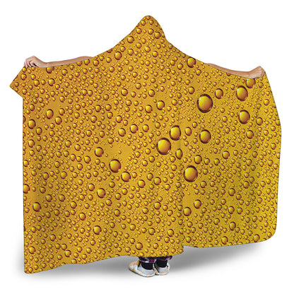 Water Drops On Beer Print Hooded Blanket