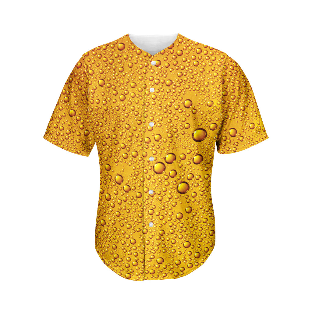 Water Drops On Beer Print Men's Baseball Jersey