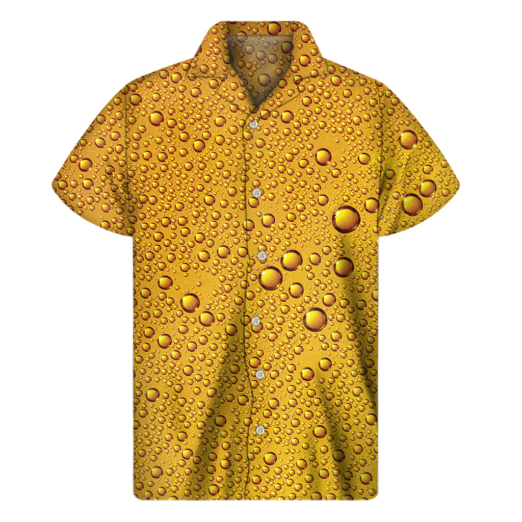 Water Drops On Beer Print Men's Short Sleeve Shirt