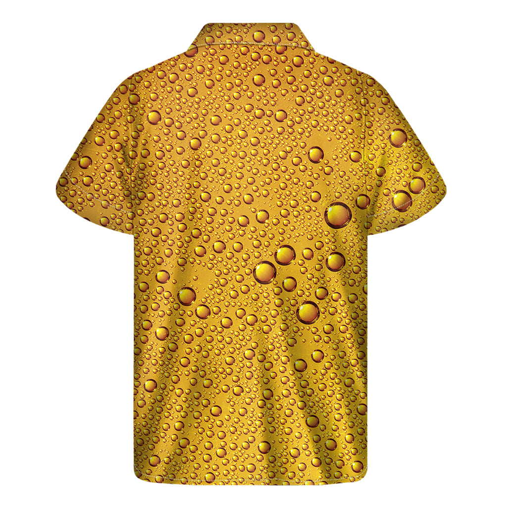 Water Drops On Beer Print Men's Short Sleeve Shirt