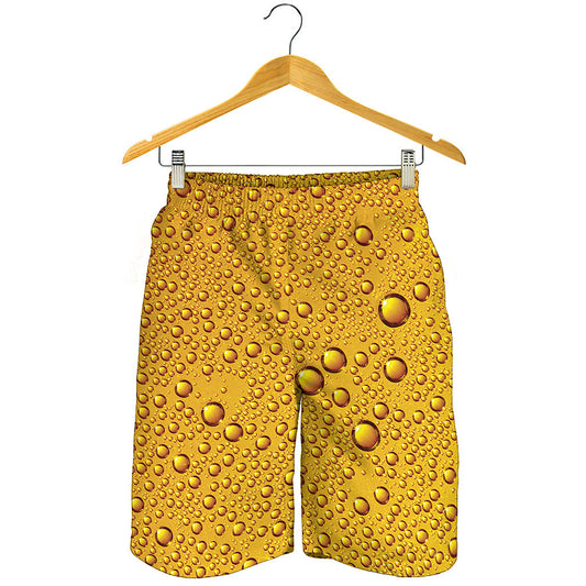 Water Drops On Beer Print Men's Shorts