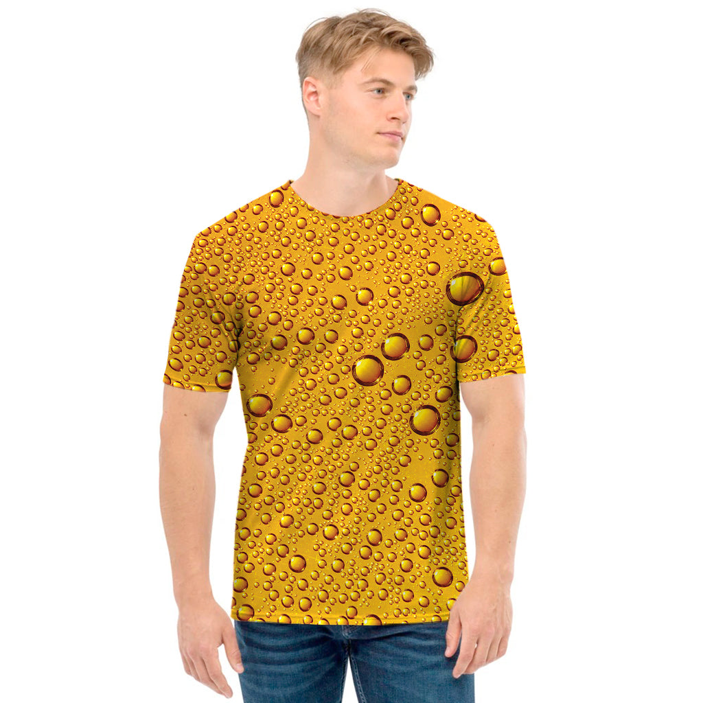 Water Drops On Beer Print Men's T-Shirt