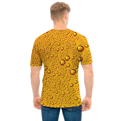 Water Drops On Beer Print Men's T-Shirt