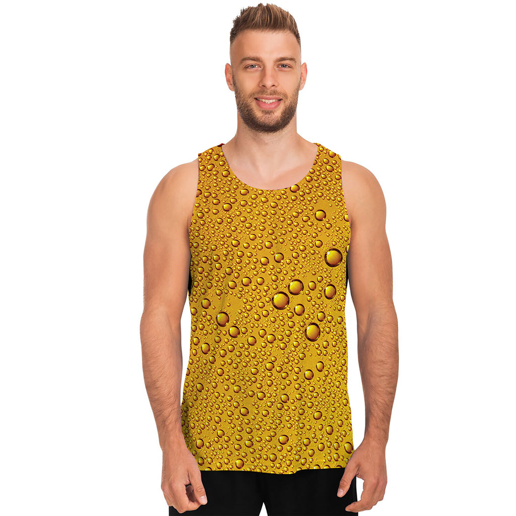 Water Drops On Beer Print Men's Tank Top