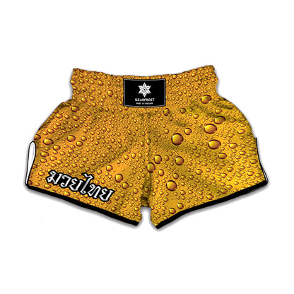 Water Drops On Beer Print Muay Thai Boxing Shorts